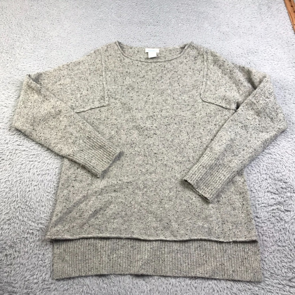 Sundance Sweater Women‎ XS Gray Speckled Lambswool Stretch Crew Pullover